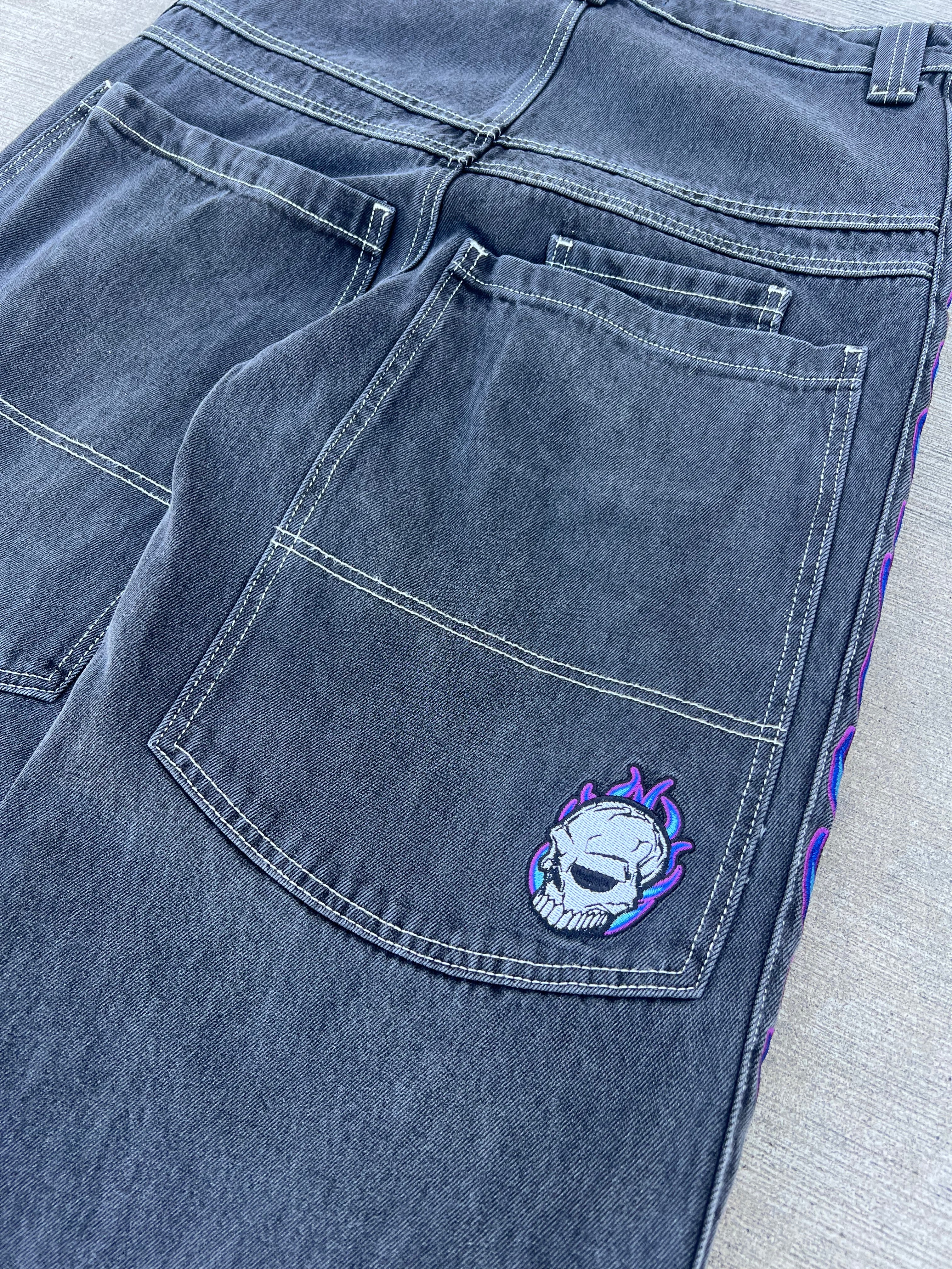 Skull Stripe Denim (Black Wash) - Image 5